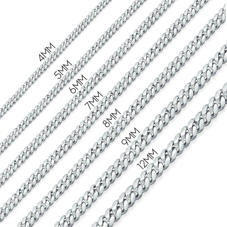 24MEN Stainless Steel 5mm Silver Cuban Curb Link Chain Skull Head  Pendant*P84