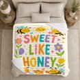 thumbnail image 5 of Sweet Like decorative motif Bee Garden Theme Whimsical Cartoon, Warm Flannel Blanket for Sunroom and Reading Nook, Playful Botanical Garden Scene, Garden Lovers Valentine's Day Gift, 5 of 9