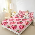 thumbnail image 4 of Castle Fairy Cartoon Pink Strawberry Girl 4Pcs Bed Sheets,Bling Glitter King Sheets,Dreamy Princess Super Cozy Sheet Set,Ultra Soft Home Decor, 4 of 7