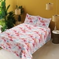 thumbnail image 2 of Ambesonne Floral Fitted & Flat Sheet with Shams 4 Pcs Set, Vintage Romance Art Flowers, Calking, Soft Blue and Pale Pink, 2 of 5