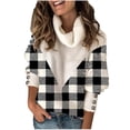 thumbnail image 2 of EGNMCR Pull Col Roulé pour Femmes, Pulls pour Femmes Imprimé Mode Patchwork Manches Longues Pull Col Roulé Tricoté Pull pour Femmes, 2 of 6