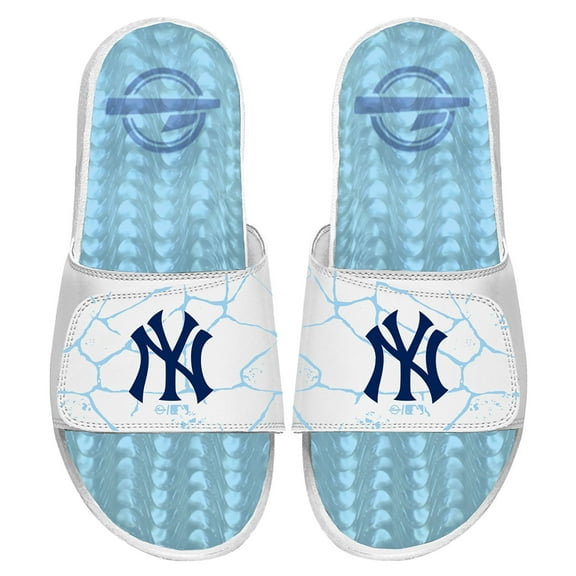 Men's ISlide White New York Yankees Ice Gel Slide Sandals