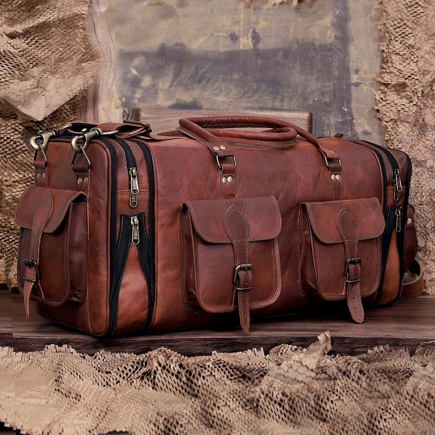 30 inch leather duffle cheap bag
