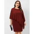 thumbnail image 2 of SHOWMALL Women's Plus Size Summer Dresses Crewneck Capelet Sleeve Chiffon Overlay Party Pencil Dress 1X-4X, 2 of 6