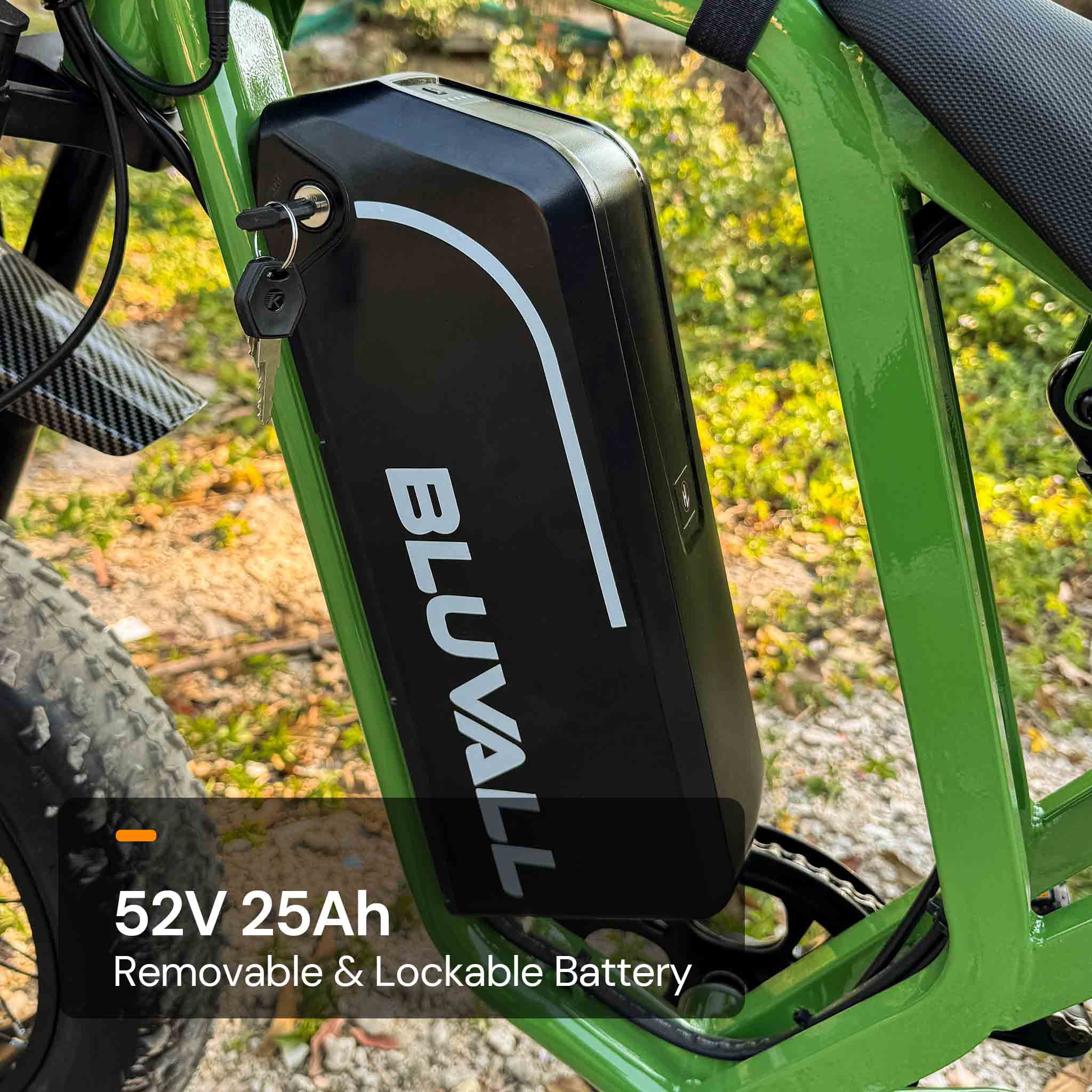 Bluvall Electric Bike for Adults, 1800W Motor 35MPH, 52V/25AH Battery, 20"x4" Fat Tire Ebike, E Mountain Bicycle, Full Suspension UL2849