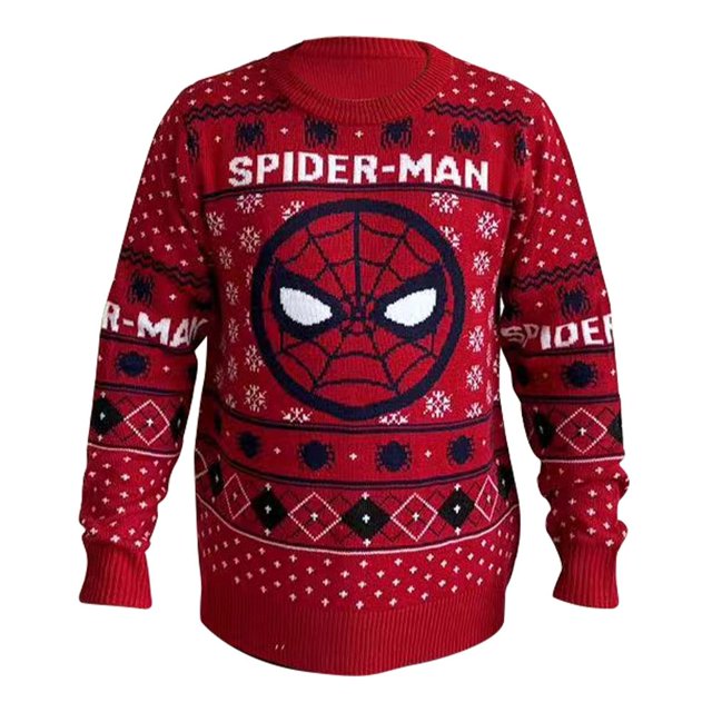 Suéter Spider Man Navideño para Hombre Talla CH Color Rojo