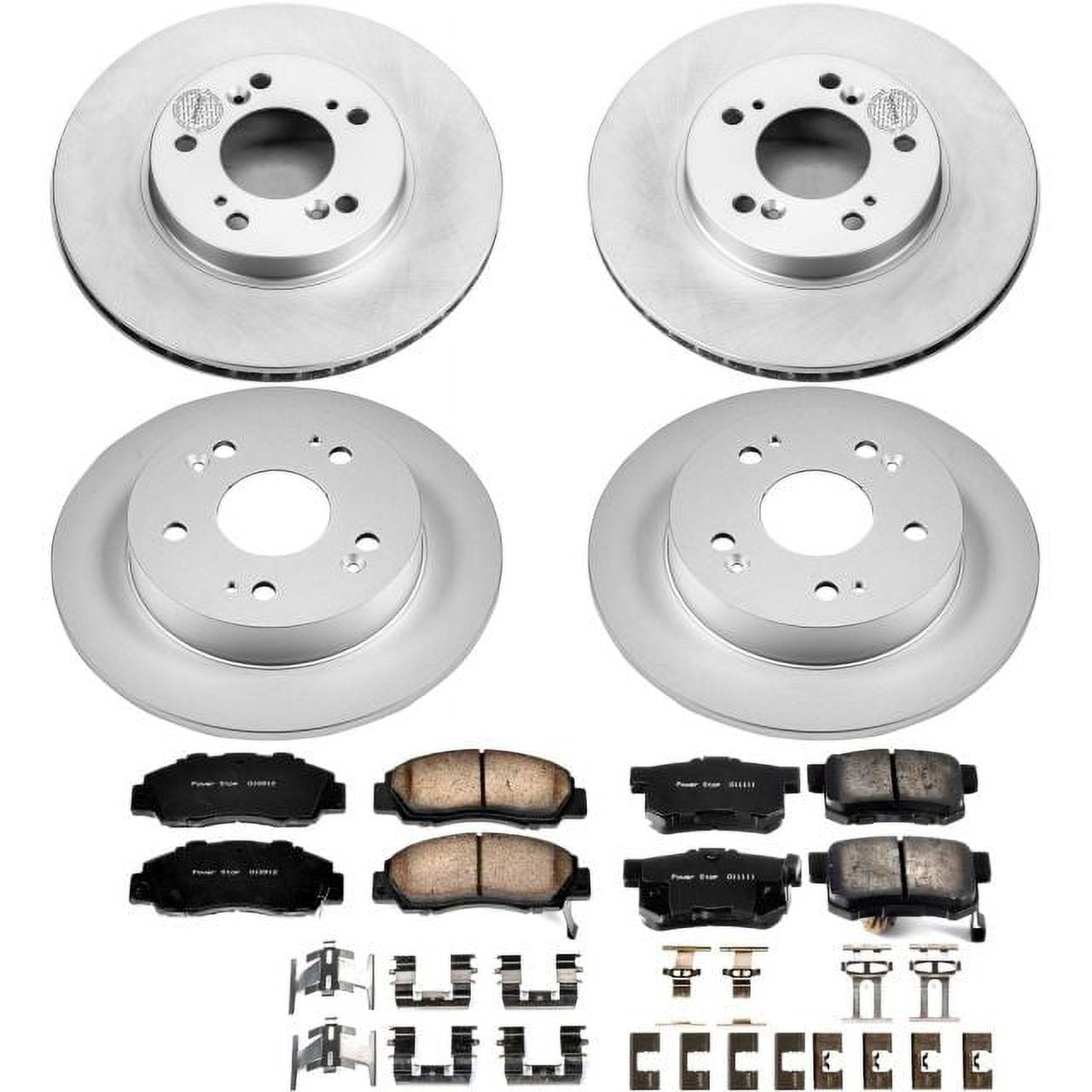 PowerStop Front and Rear Geomet Coated Brake Rotor and Pad Kit Fits: HONDA Select Models CRK706