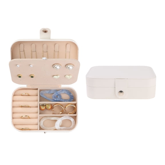Travel Jewelry Box for Women Gifts Portable PU Leather Organizer for Earring Necklace White