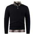 thumbnail image 6 of DHFJKG Men's 2 In 1 Sweater With Plaid Edge Slim Fit Long Sleeve Turndown Collar Knitted Pullover Top Casual Cozy Jumper Tops, 6 of 6