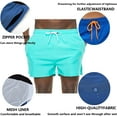 thumbnail image 4 of QPNGRP Mens 5 inch Beach Shorts Swim Trunks Stretch Running Shorts Quick Dry Swim Shorts with Zipper Pockets Grassgreen 32, 4 of 6