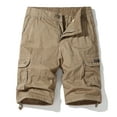thumbnail image 2 of QQAMB Men Cargo Shorts Elastic Waist Cotton Solid Color Casual Outdoor Cargo Shorts with Multi-pocket Button Zipper Khaki 2XL, 2 of 8