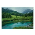 thumbnail image 2 of Landscape Cutting Board, Photo of Zelenci Pond near Kranjska Gora in Slovenia Idyllic View Scenic Scenery, Decorative Tempered Glass Cutting and Serving Board, Small Size, Green Aqua, by Ambesonne, 2 of 5