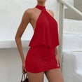 thumbnail image 5 of Fashion Beach Dresses for Womens Plus Size Summer Sleeveless Round-Neck Dress Solid Color Bandage Bodycon Mini Dress, 5 of 7