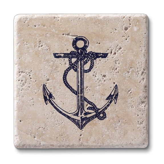 CounterArt Anchor Natural Travertine Stone Coaster 4-Pack