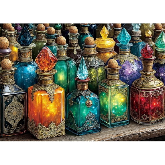 Magic Puzzle Colorful Bottle Retro 1000 Piece Jigsaw Puzzle for Adults, Creative Game and Gift Difficult Puzzle for Home Decor and Relaxation