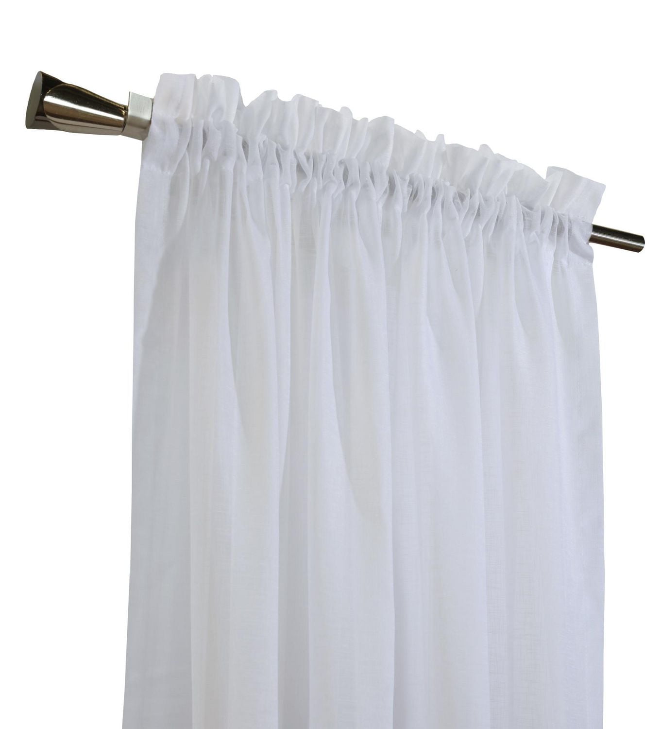 Loft Living Cannes Faux Linen Rod Pocket Single Curtain Panel Sheer 56" x 95" in White