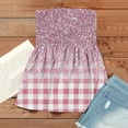 thumbnail image 5 of Tube Tops for Women Strapless Tops Summer Bandeau Tank Tops Gradient Tanks Smocked Ruffled Backless Sleeveless Shirts Pink S, 5 of 5