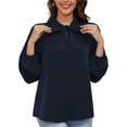 thumbnail image 3 of Asklazy Womens Dressy Chiffon Blouse Business Work Casual Tie Neck Shirt Tops,US Size,S,Navy Blue, 3 of 13