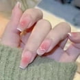thumbnail image 2 of 24 unids/caja de uñas postizas cortas reutilizables con diseños Set francés Artificial rosa kawaii falso Tipsy Stick-on Nails Tips Art Dengxun unisex, 2 of 2