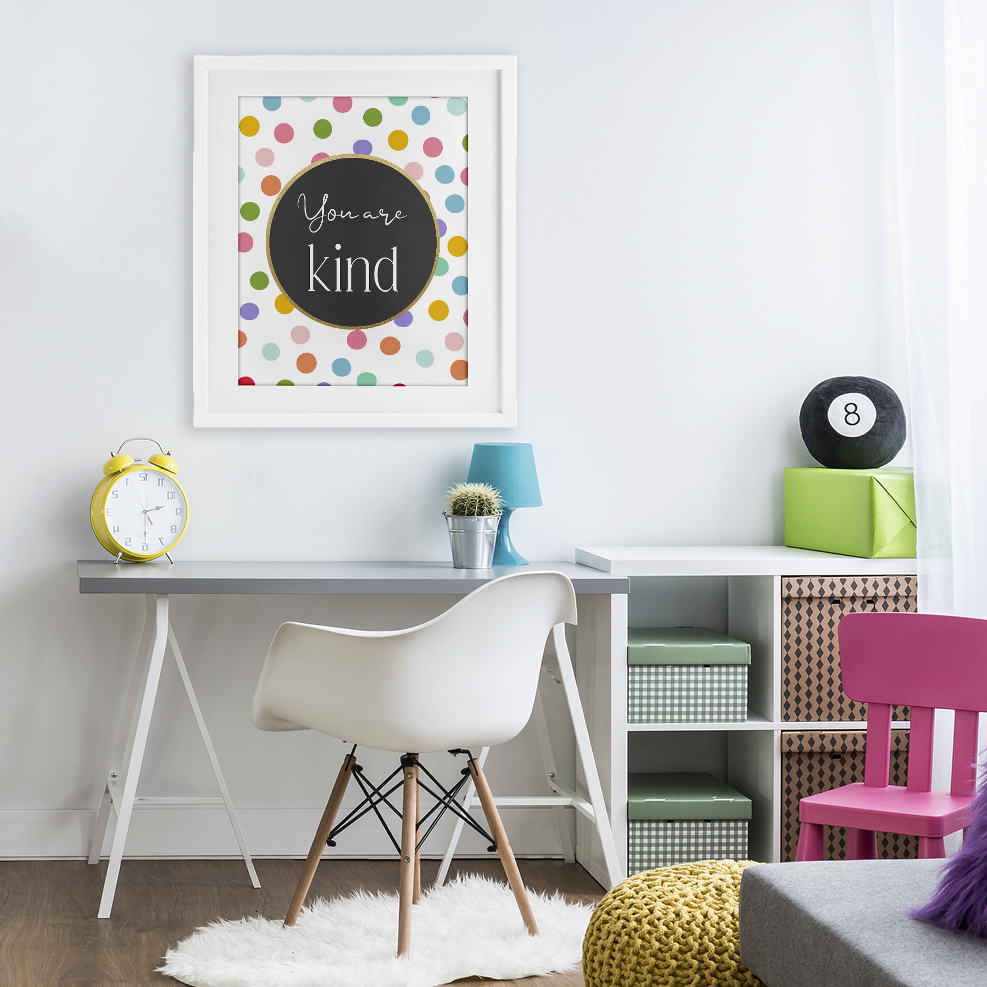 Stupell Industries You Are Kind Polka Dots White Framed Print Under Glass, design by Christine Simpson Art