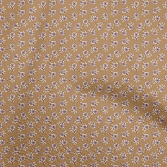 oneOone Polyester Spandex Brown Fabric Floral Craft Projects Decor Fabric Printed By The Yard 56 Inch Wide