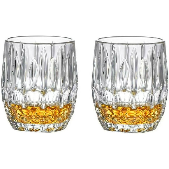 shiyou-Whiskey Glasses Set of 2, Thick Bottom Cocktail Glasses with Luxury Box, Crystal Rock Glasses for Bourbon, Cognac, Vodka, Tequila, Scotch
