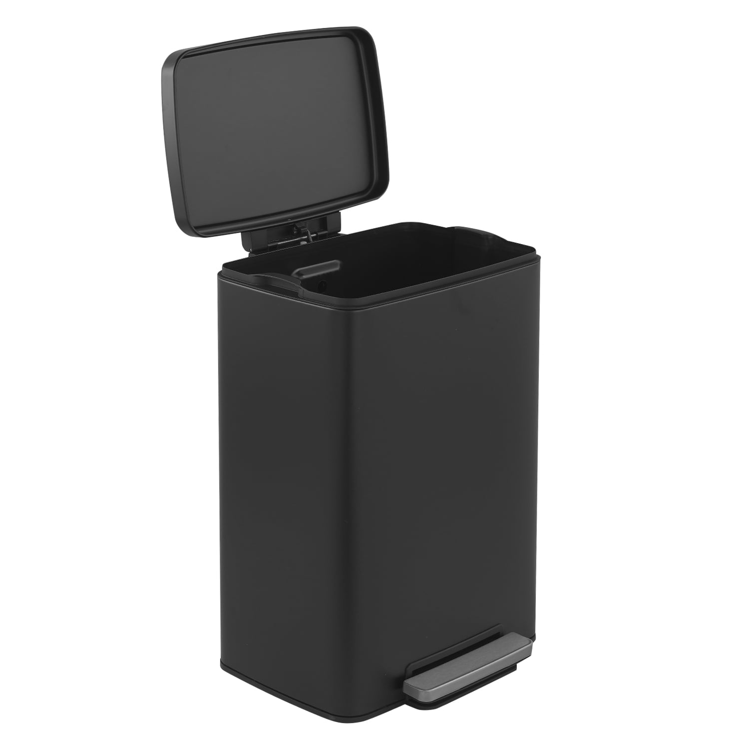 Innovaze 13 Gallon/50 Liter Rectangular Stainless Steel Step-on Trash Can for Kitchen, Matte Black
