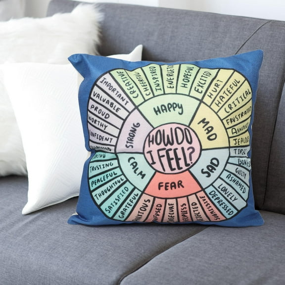 unbranded Feeling Wheel Pillow Cover Dark Blue Cotton Cloth Anxiety Reduction Professionals Office Use 1Pack