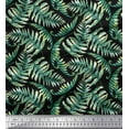 thumbnail image 1 of Soimoi Black Heavy Satin Fabric Cedar Leaves Print Fabric by the Yard 54 Inch Wide, 1 of 3
