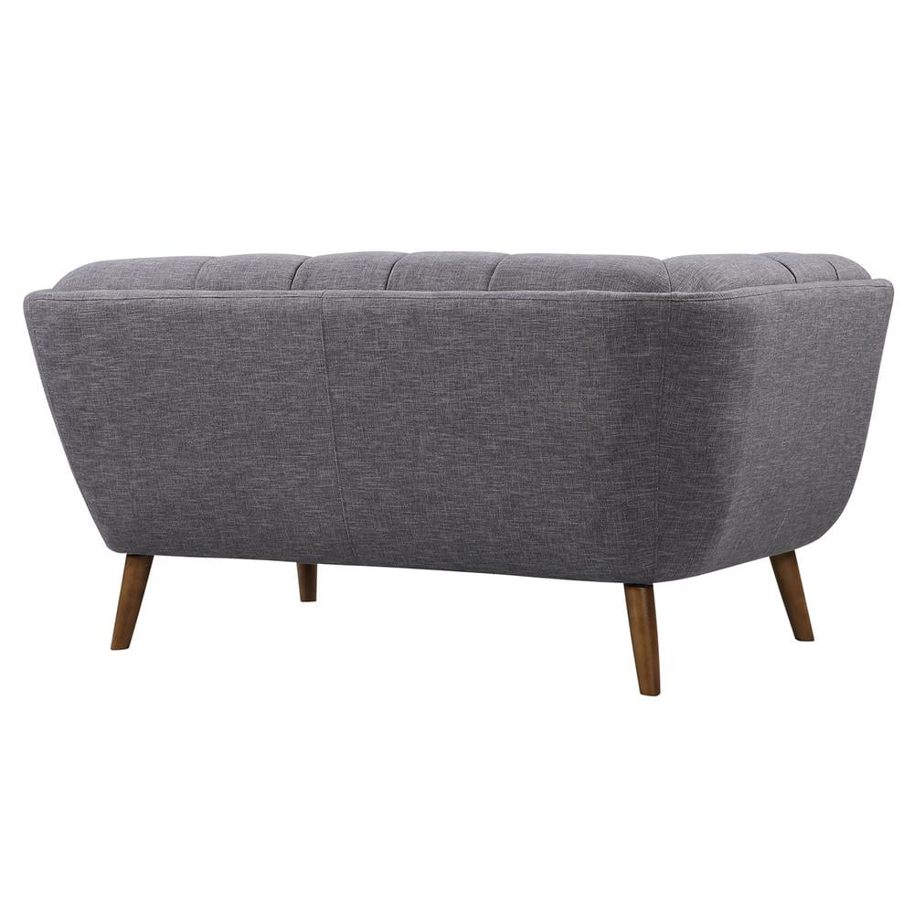 Phantom Dark Grey Loveseat Tufted Back Walnut Legs