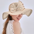 thumbnail image 2 of Hontri Hats for Women in Sale, Women's Summer Dress Hat Broad Leaf Flower Bridal Shower Cap Sun Hat Beach Hat Church Tea Party Fascinator Hats for Mother Ladies Girls Khaki, 2 of 5