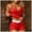 *Red, variant on Women's 2-Piece Lace Sleepwear Set, V Neck Cami with Built-in Bra and Color Block Waist Shorts, Soft Loungewear Pink,Women's Plus XXL