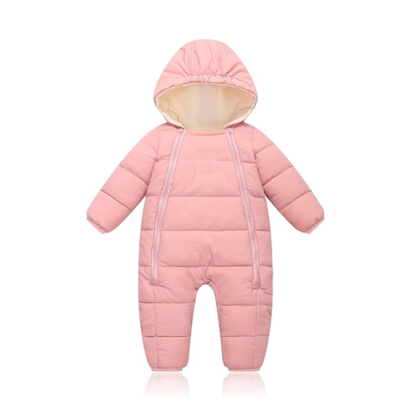 MEZZALL Winter Baby Boys Girls Fuzzy Thickened Romper Jumpsuit With Hood Toddler Onesie Warm Soft Playwear Fashionable Long Sleeve O-Neck Spring Child One-Pieces