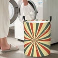 thumbnail image 4 of DouZhe Grands Paniers à Linge Pliables Imperméables, Lignes Rétro Sunburst Imprime Circular Hamper avec Poignées, 4 of 6