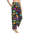 thumbnail image 2 of Uemuo Colorful Dinosaur Pattern Women's Wide Leg Palazzo Lounge Pants with Pockets Light Weight Loose Comfy Casual Pajama Pants-Large, 2 of 9