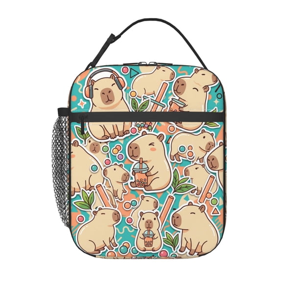 Capybara Insulated Lunch Bag For Women & Men, Reusable Leak-Proof Lunch Box With Cooler Compartment, Lunch Tote For Work Office Travel Picnic