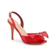 thumbnail image 1 of BLISSFUL STEP Women's Slingback Rhines Open Toe Stiletto Heels Sandals Clear Red 6.5, 1 of 7