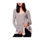 thumbnail image 1 of Free People Blusa con peplum a rayas para mujer, marrón, pequeña, 1 of 2