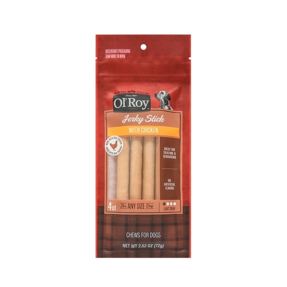 Ol'roy Jerky Stick Dog Treats with Chicken, 4 Count, 2.52 oz