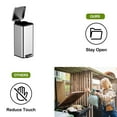 thumbnail image 5 of 8 Gallon Trash Can,30 Liter Stainless Steel Garbage Bin with Removable Inner Bucket, Square Step Recycling Bin with Soft-Close for Dining Room, Bathroom,Kitchen,Office, 5 of 7