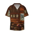 thumbnail image 2 of Lsque Log Cabin Inside print Men's Cuban Collar Short Sleeve Shirt Summer Beachwear Casual Button Down Fashionable Vacation Leisure Shirt-3X-Large, 2 of 7