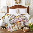 thumbnail image 3 of Throw Blanket Fleece Throw Blanket 50x60in, Cartoon Bunny Easter Egg Floral Soft Lightweight Bed Blankets Cute Rabbit Ears Garland Fuzzy Couch Blankets for All Season, 3 of 9