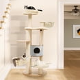 thumbnail image 2 of Dextrus Modern Tall Cat Tree, 66.1 Inches Wood Cat Tower Heavy Duty with Condo, 2 Basket, Scratching Post, Removable Pads, Multi Level for Indoor Large Cats, 2 of 7