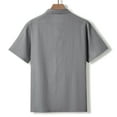 thumbnail image 5 of YUGYXL Mens Collared Shirts Short Sleeve Pullover Linen Shirt Casual Stylish Breathable Beach Clothes with Pocket Summer Gray XXL, 5 of 7