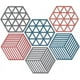 thumbnail image 1 of Salvamanteles de silicona, 6 unidades, 6,33 5,5 pulgadas, soporte antideslizante para ollas y sartenes calientes, alfombrillas hexagonales expandibles para encimera de cocina, 1 of 7