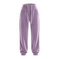 thumbnail image 6 of Women's High Waist Velvet Jogger Sweatpants, Ghalytn Drawstring Elastic Waist Soft Velour Casual Pants with Side Pockets, 6 of 7