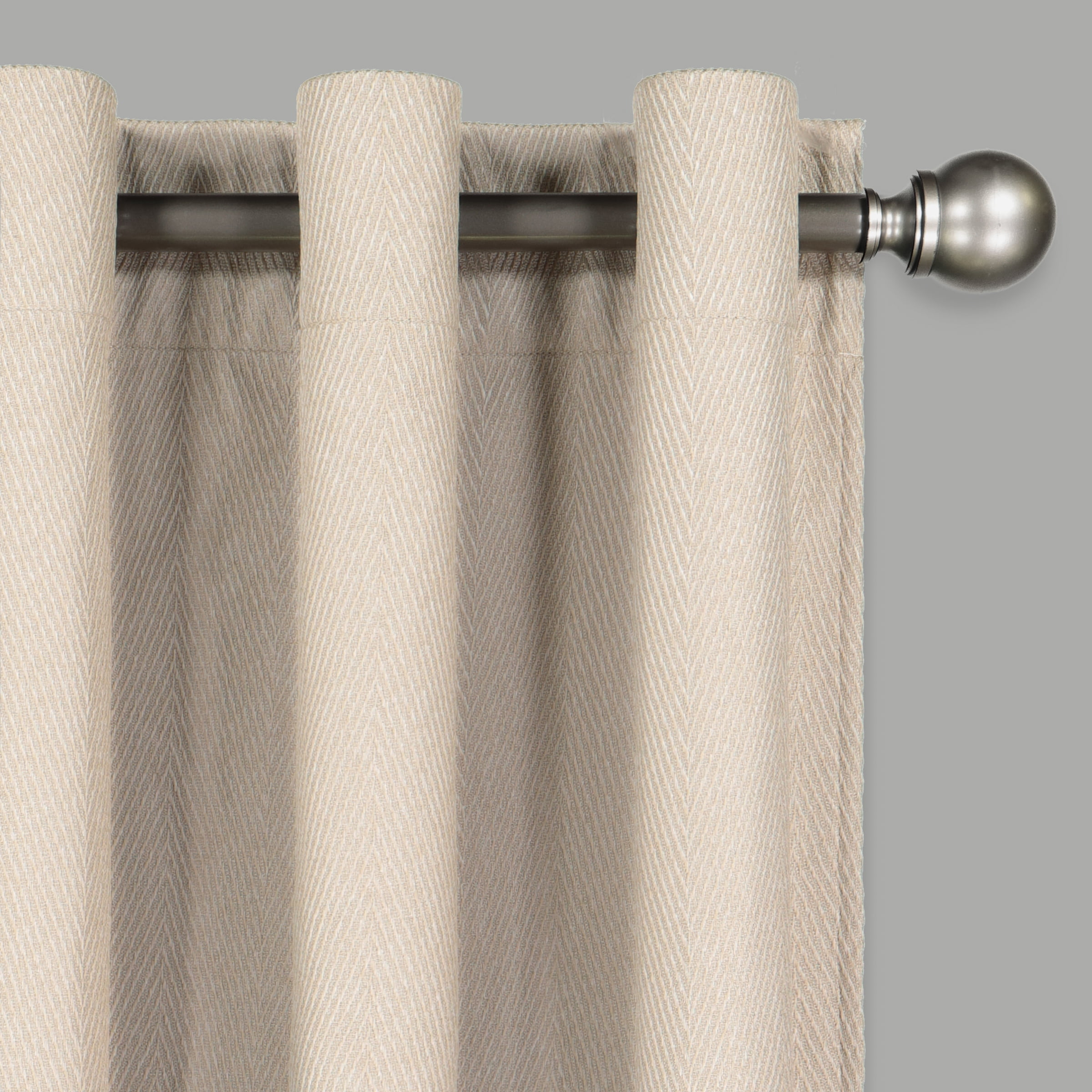 Eclipse Allure Chevron Draft Stopper, 100% Blackout Grommet Top Curtain Panel, Taupe, 50 x 84