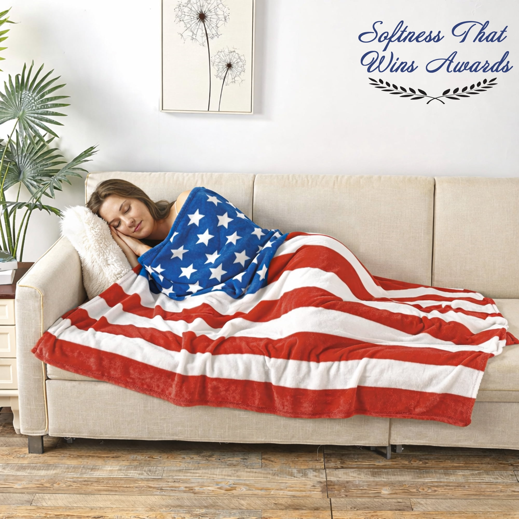Faith, Hope, Love Home Décor Ultra Plush Oversized Throw Blanket (50" x 70") - American Flag
