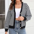 thumbnail image 1 of Chaqueta Suéter de punto con cuello en V para mujer, con botones, parte delantera abierta, informal, elegante, para exteriores Cgtredaw Xl Negro para Mujer, 1 of 1