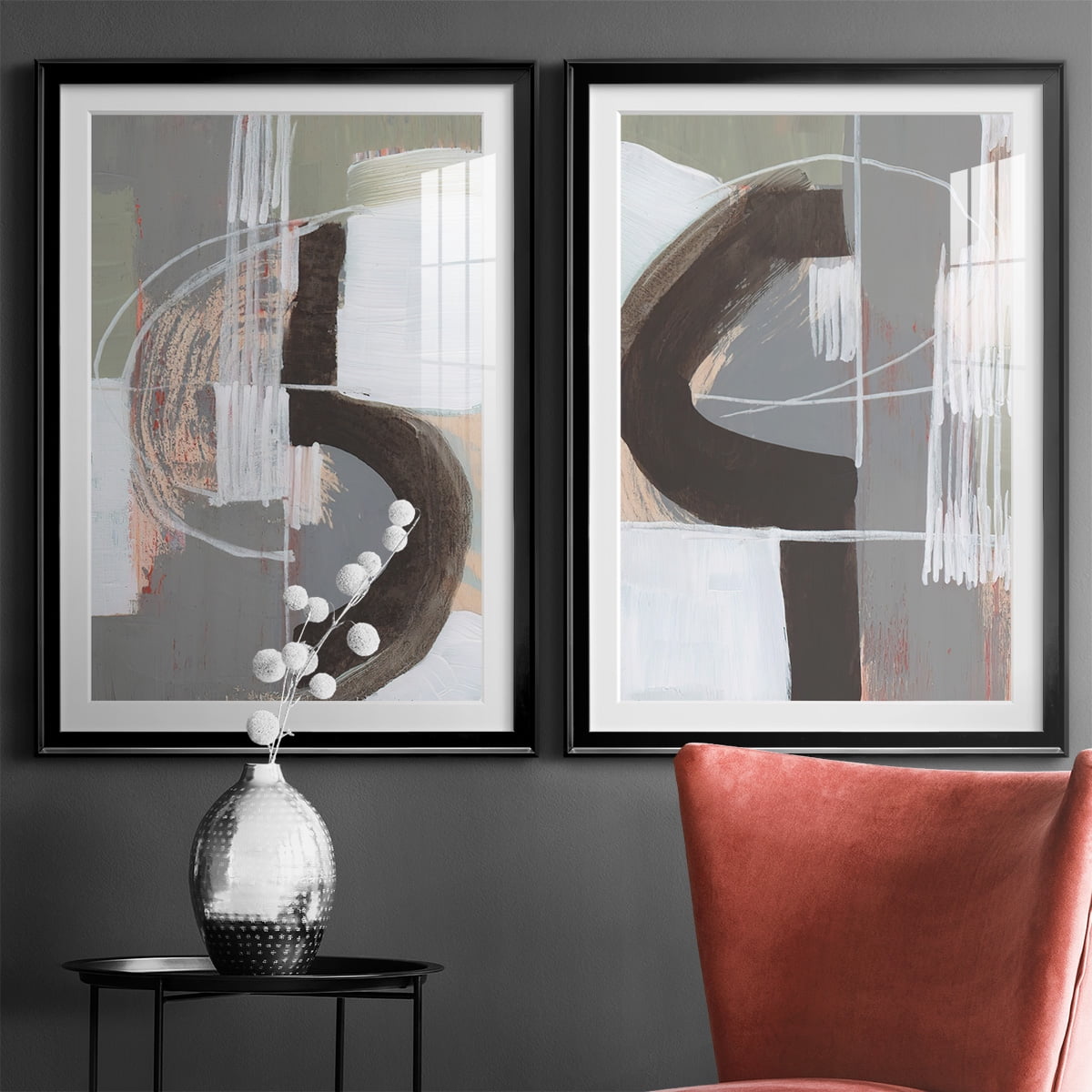 Wexford Home Arching Neutrals III Premium Framed Print, 26.5" x 36.5" - Ready to Hang, Black (Set of 2)